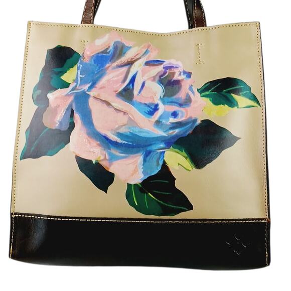 Patricia Nash Toscano Winter Bloom Large Leather Tote Bag Brown/Tan - Picture 3 of 7